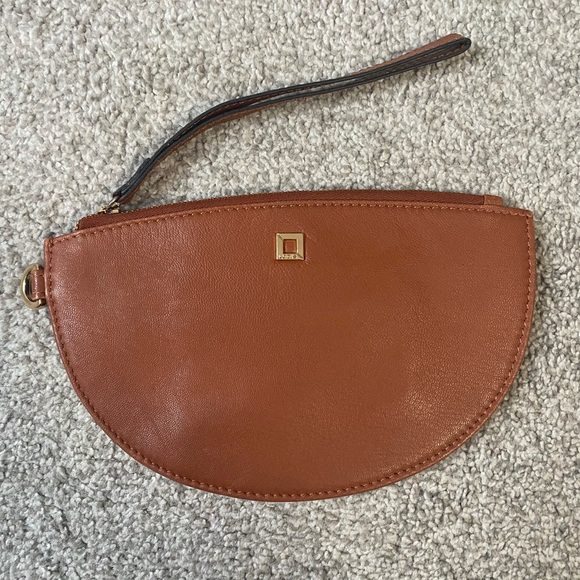 Lodis Handbags - Lodis small brown leather wallet clutch bag, half moon shape